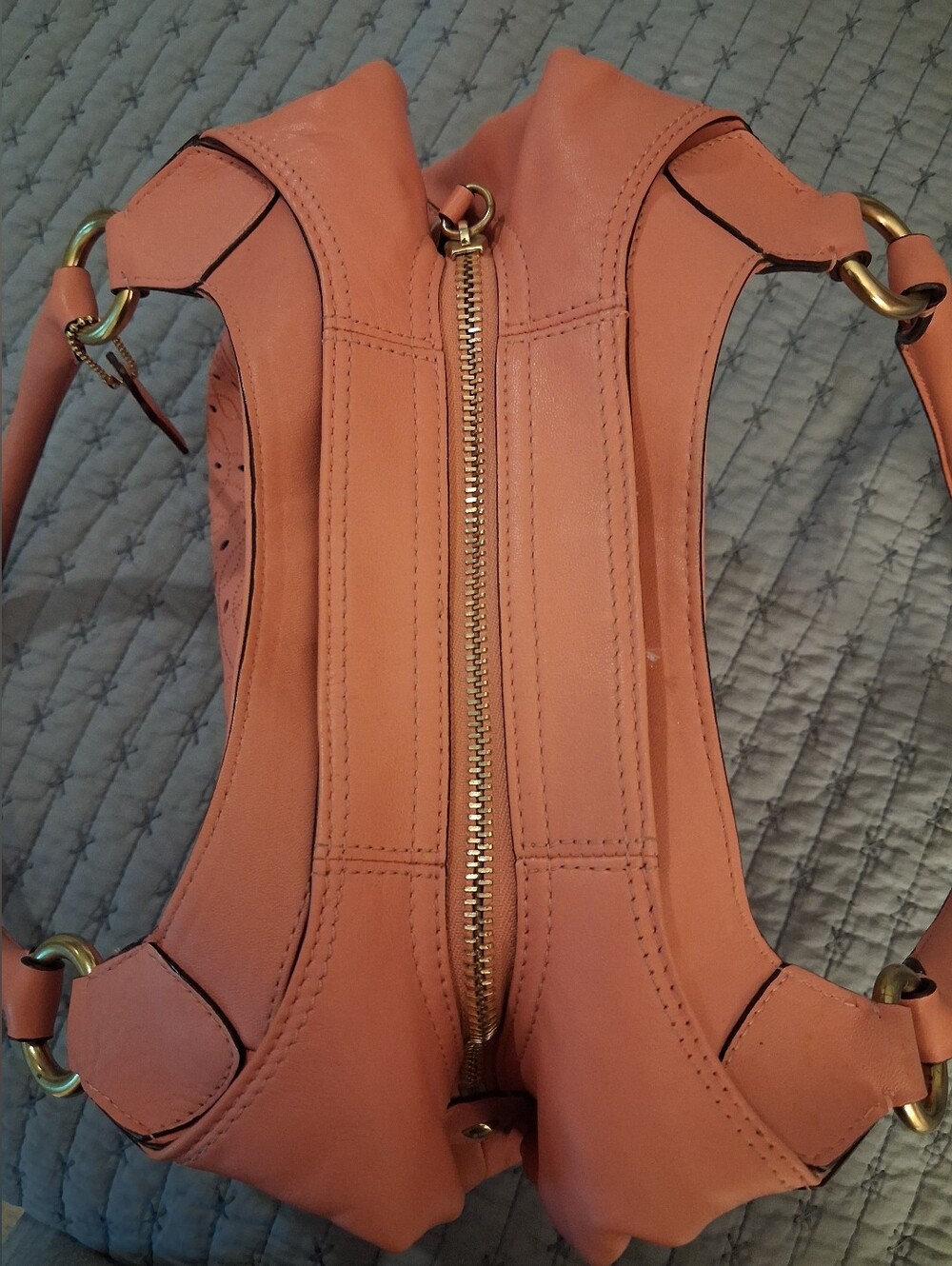 Coach Coral Laser-Cut Leather Shoulder Bag with Gold Hardware - Picture 4 of 16
